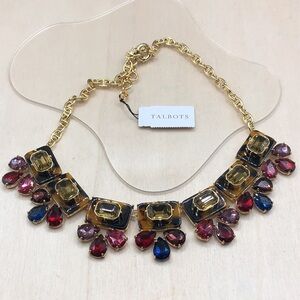 Talbots bejeweled  tort and crystal statement necklace-new-giftable